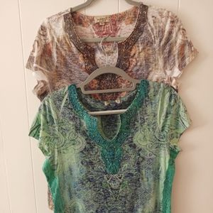 Pair of One World Cap Sleeve Fancy T's